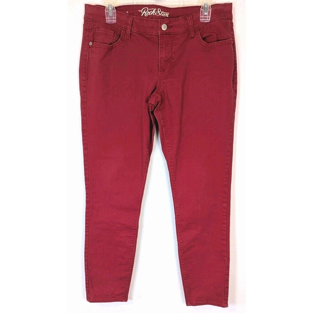 Old Navy The Rockstar Skinny Jeans Burgundy Wine Red Women's Size 14